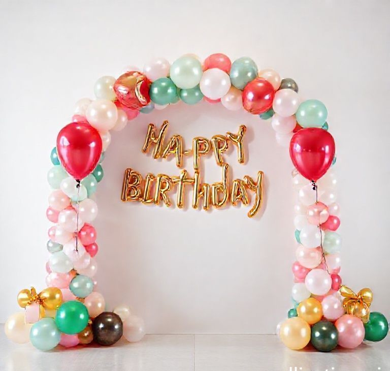 Celebration Deluxe Birthday Balloon Arch & Backdrop Set