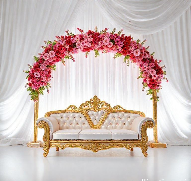 Regal Gold Wedding Stage Sofa Decor