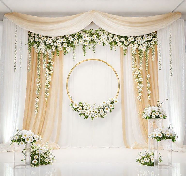 Golden Blossom Ring Stage Backdrop