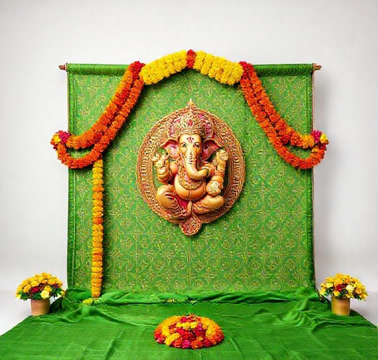 Majestic Marigold Ganesha Celebration Backdrop