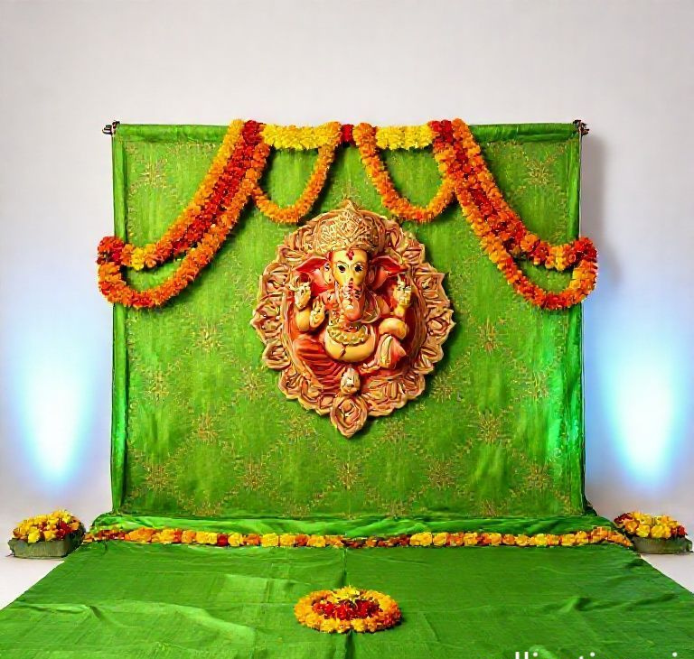 Golden Marigold Ganesha Festive Backdrop