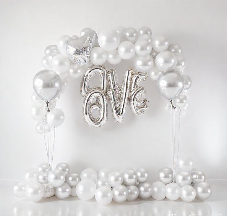 Silver & White Anniversary Balloon Elegance Set