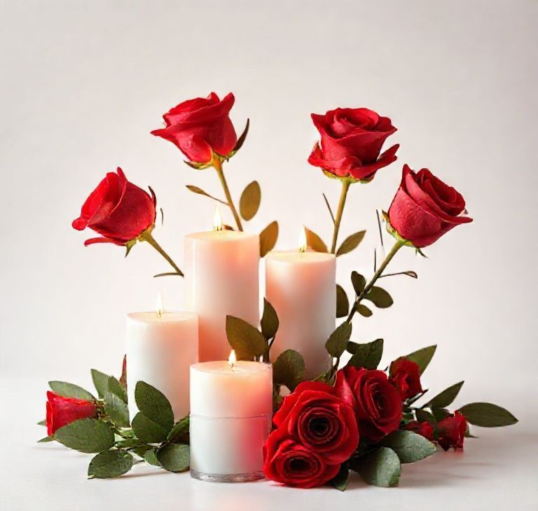 Candle & Rose Combo Decor
