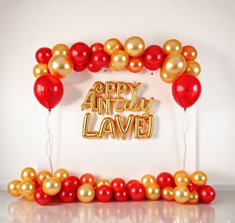 Red & Gold Balloon Wall Decor