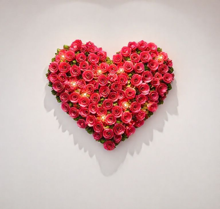 LuxeBloom Illuminated Heart Rose Wall
