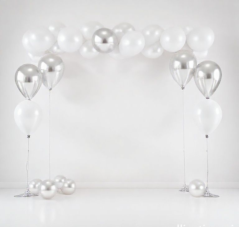 Luxe Silver‑White Stage Balloon Set – 15 Premium Balloons